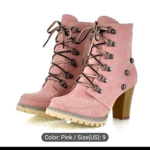 Elegant Pink Lace-Up Boots for Women